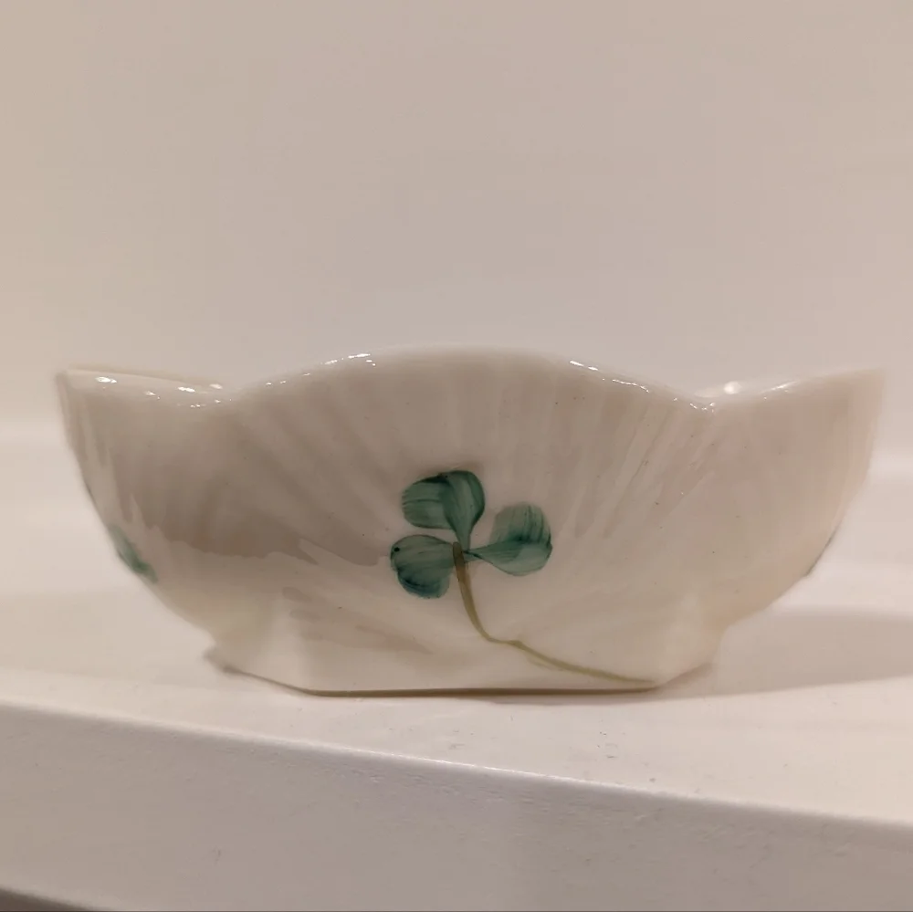 White Bowl with Green Clover Design Fine Irish China
